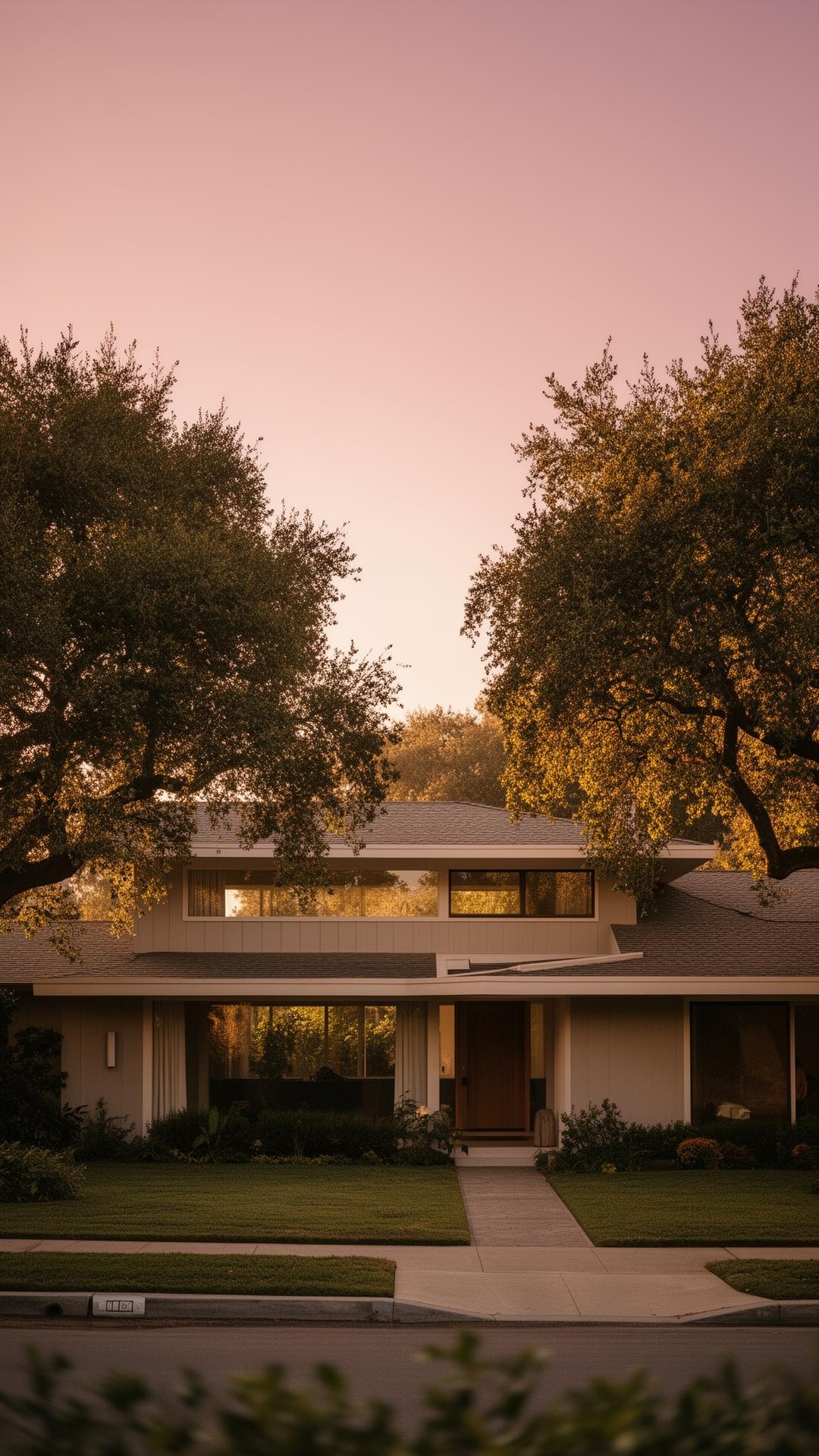 A serene Bay Area home at golden hour